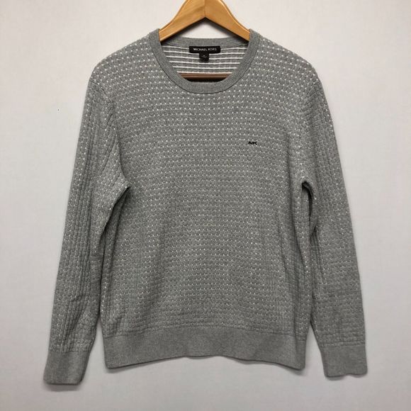 Michael Kors Men Long Sleeve Textured Cotton Knit Sweater Size Medium M123 -22 - Picture 1 of 13